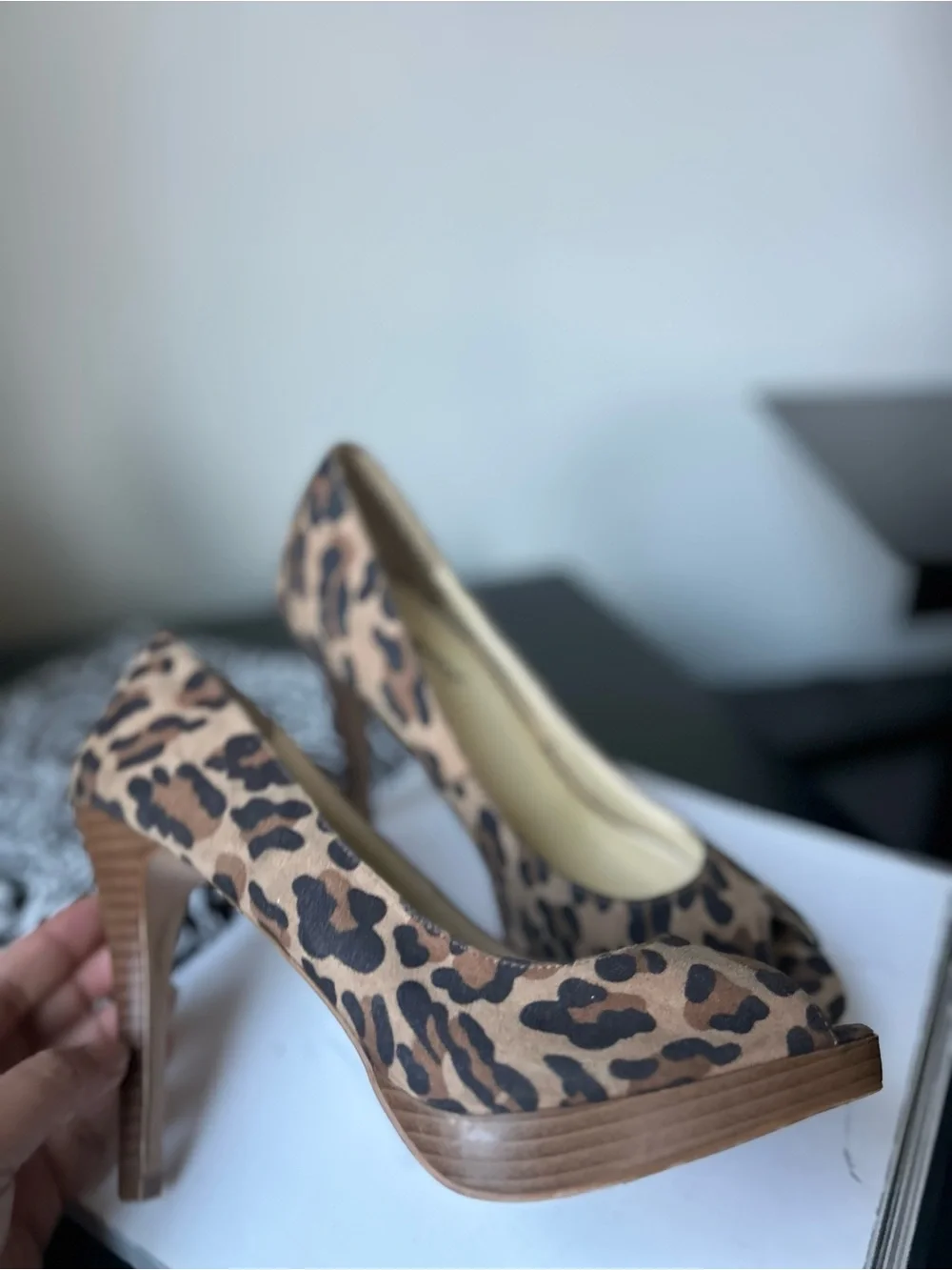 Leopard Print Peep-Toe Pumps - Brown/Black Jazzberyy 9 Leopard Print Platform Hi